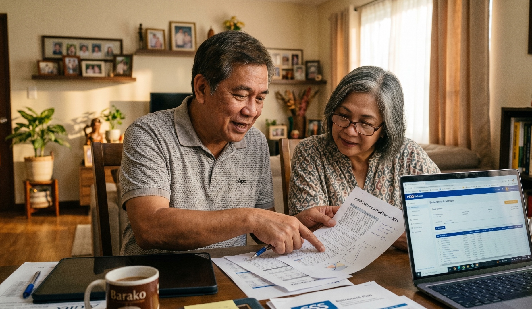 California couple reviewing their IRA and Roth IRA performance — Retirement Bridge Advisors income gap analysis